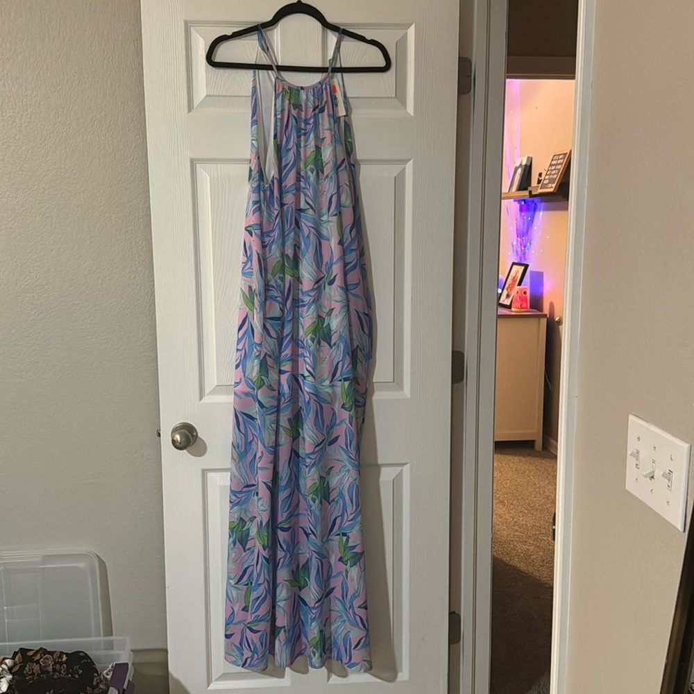 High Neck Floral Maxi Dress